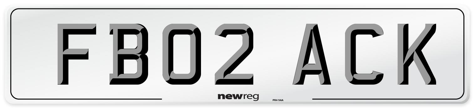 FB02 ACK Number Plate from New Reg